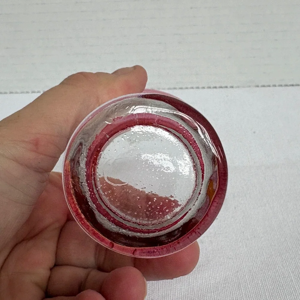 Vintage Cranberry Flashed Glass Shot Glasses Set‎ of 2 Etched Leaf Wheat Pattern